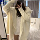 JAVC2025年新款奶fufu純色針織衫外套女春秋季小眾流蘇寬松長(cháng)款大翻領(lǐng) 奶白色 M 建議 95-110斤