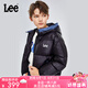 Lee兒童面包羽絨服短款新品男女款輕薄連帽保暖羽絨秋冬外套童裝 黑色 140 cm