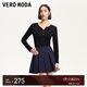 VEROMODA半身裙女2025春季新款條紋學(xué)院風(fēng)箱褶百褶短裙325116034 深藍(lán)色 L