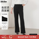 MsShe【通勤西裝褲】大碼女裝秋季胖mm顯瘦寬松針織微喇叭長(zhǎng)褲子 黑色現(xiàn)貨 T6
