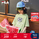 FILA KIDSx原田治聯(lián)名系列斐樂兒童童裝短袖T恤2025夏新男中大童 奶油果綠-GN 150