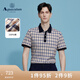 AQUASCUTUM/雅格獅丹2025春夏男士格紋翻領(lǐng)休閑短袖POLO衫 皇家咖 XL