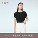 OVV2023春夏新款女裝22MM鬼縐真絲圓領(lǐng)短袖內(nèi)搭上衣 黑色（凈色）04 M