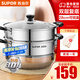 蘇泊爾（SUPOR）304不銹鋼蒸鍋雙層加厚復(fù)底湯鍋帶蒸籠燃?xì)怆姶艩t通用 【雙層加厚】旗艦款 28cm