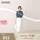 SNIDEL2025春夏新品半高領(lǐng)蝴蝶結(jié)印花小飛袖雪紡襯衫SWFB252053 深藍(lán) 均碼 (F)