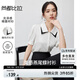 尚都比拉燕尾撞色領(lǐng)襯衫女夏季設(shè)計(jì)感褶皺短袖時(shí)尚通勤薄款襯衣 白拼黑 M
