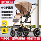 ANGI BABY嬰兒車高景觀嬰兒推車可坐可躺新生兒避震輕便折疊雙向?qū)殞毷滞栖?卡布奇諾【四輪橡膠+加厚棉墊】 輕便折疊高景觀減震雙向嬰兒推車