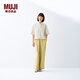 無印良品（MUJI）女式 棉漢麻短袖襯衫 女士襯衣內(nèi)搭上衣 25年夏季女裝 BCD90C5S 象牙色 M (160/84A)