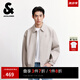 杰克·瓊斯（JACK&JONES）25年男裝秋季PU夾克男士翻領(lǐng)松緊下擺寬松短款休閑仿皮衣外套男 C02倫敦霧 M （175）