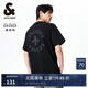 杰克·瓊斯（JACK&JONES）25年男裝春夏季重磅棉寬松復(fù)古哥特字母發(fā)泡印情侶短袖T恤男小眾 黑色E40 常規(guī) M