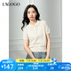 lagogo甜美娃娃領(lǐng)鏤空短袖針織衫女拉谷谷2025年春夏新款純棉上衣 米黃色 M