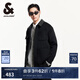 杰克·瓊斯（JACK&JONES）男裝衣服春秋工裝風(fēng)羊毛外套PU領(lǐng)多口袋商務(wù)休閑短款毛呢大衣男 E40 黑色 M 175