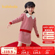 巴拉巴拉女童拜年服兒童紅色童裝千鳥格春季兩件套208124104005