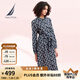 諾帝卡（NAUTICA）【商場(chǎng)同款】女裝春秋款垂感順滑透氣休閑長(zhǎng)袖連衣裙女31DO01 淺藏青色40S（231） M