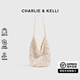 CHARLIE&KELLI CK品牌包包女包文藝手工鉤花鏤空編織包單肩女士2025新款手提包 米白色【七夕情人節(jié)禮物】