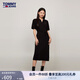 TOMMY JEANS【透氣舒適】夏女珠地棉氣質(zhì)收腰顯瘦V領(lǐng)寬松長連衣裙17725 黑色BDS M （推薦：110-125斤）