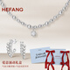 HEFANG何方珠寶氣泡方糖項(xiàng)鏈鎖骨鏈銀輕奢高級(jí)感七夕情人節(jié)禮物送女友 組合（銀灰色項(xiàng)鏈+耳環(huán)）