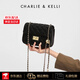 CHARLIE & KELLI品牌 CK輕奢包包女包單肩包女士斜挎包菱格小方包情人節(jié)生日禮物 黑色【京倉速達(dá) 禮袋包裝】