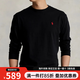 Polo Ralph Lauren拉夫·勞倫  男士新款純色小馬標(biāo)圓領(lǐng)休閑長袖T恤打底衫七夕情人節(jié) 002 BLACK 黑色 M 美碼偏大，建議選小一碼