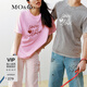 MO&Co.短袖T恤春夏匠心洗磨褪色懷舊街頭印花棉質(zhì)圓領(lǐng)寬松摩安珂 馬卡龍粉色 M 165