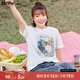 MsShe【天絲棉】大碼女裝2025夏季胖mm巨顯瘦印花閃粉短袖T恤上衣 純白色現(xiàn)貨 2XL