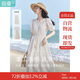 茵曼法式度假小個子連衣裙2025夏女裝新款白色中長裙子 悠蘭杏  XL