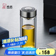希諾雙層玻璃杯男商務(wù)辦公家用過濾泡茶杯子透明車載水杯345mL