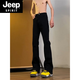 JEEP SPIRIT吉普高街vibe高腰提檔褲子男春秋復古藍彎刀牛仔褲水洗直筒微喇褲 黑 色【微喇褲型】 S (85-100斤)