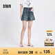 Semir[商場(chǎng)同款]森馬牛仔褲女時(shí)尚潮流做舊2024夏新款涼感寬松翻邊短褲 牛仔藍(lán)灰88401-涼感 165/70A/L
