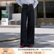香影藏青色闊腿牛仔褲女2025秋季新款高腰直筒顯瘦天絲棉休閑褲子 藏青 S 155/60A/85-95斤