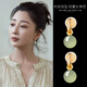 QPQK冰種和田玉耳夾女無耳洞2025新款爆款高級(jí)感夏氣質(zhì)耳環(huán)送媽媽禮物 青玉耳夾12mm