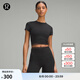 lululemon丨Nulu? 女士運動短款 T 恤*瑜伽日 LW3HMFS 黑色/濃縮咖 XS /4