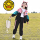 G.DUCKKIDS品牌童裝5-14歲女童秋裝套裝春秋款兒童外套褲子秋季女孩運動(dòng)套裝 黑色 常規 140