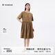 播優(yōu)雅輕奢連衣裙女25夏季新款褶皺圓領(lǐng)氣質(zhì)連衣裙DDS2LD5909 R50彌褐 S