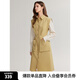 ELLE法式假兩件襯衫式連衣裙女2024秋季新款拼接條紋簡(jiǎn)約長(zhǎng)袖裙子 卡其 M