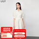 LILY秋新款女裝氣質純色仙女范兒優(yōu)雅通勤連衣裙中長款小個子 601白色 S