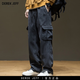 DEREK JEFF 戴里克.杰夫工裝褲男士薄款2025夏季新款寬松大碼直筒牛仔休閑褲子 黑色/黑灰色[] 薄款 S 90-110斤