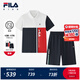 FILA【套裝】斐樂兒童短袖POLO短褲2025年夏季新款網(wǎng)球運(yùn)動(dòng)兩件套 RD寶藍(lán)-NV 150