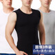 3件裝 男士背心夏季中老年純棉寬肩無(wú)袖打底內衣汗衫白色砍袖坎肩短袖衫全棉質(zhì)吸汗透氣 圓領(lǐng)-黑色+白色+麻灰 XL