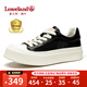 楓葉（leaveland）板鞋男夏季新品簡(jiǎn)版透氣網(wǎng)面鞋男厚底增高貝殼頭休閑鞋子男 黑色（皮鞋碼） 41