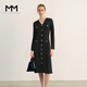 麥檬MM靜奢風(fēng)質(zhì)感羊毛連衣裙長(cháng)款商場(chǎng)同款春夏裝5E1191271 黑色 M