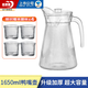 青蘋(píng)果冷水壺玻璃水壺大容量泡茶壺家用耐高溫涼白開(kāi)水杯鴨嘴扎壺涼水壺 豎紋鴨嘴壺5件套1650ML