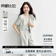 尚都比拉職場通勤女裝套裝夏季珍珠金屬扣V領(lǐng)短袖西裝小外套 米灰色 M 