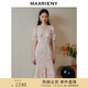 MAXRIENY【商場同款】歐式田園風郁金香連衣裙多巴胺碎花裙子夏 粉花 S 01