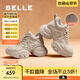 百麗（Belle）增高厚底高幫老爹鞋女商場(chǎng)款百搭板鞋B9K1DDM4 杏色-絨里 38 (240mm)