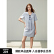 ELLE摩登漸變V領(lǐng)連衣裙女2025夏季新款仿牛仔設(shè)計感時髦a字短裙 藍色 M