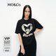 MO&Co.短袖T恤KUROMI聯(lián)名2025春新品褪色印花棉質(zhì)寬松MBE1TEET01 黑色 L /170