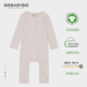 GOBABYGO丹麥嬰兒衣服連體衣新生兒嬰兒夏季薄款男女寶寶夏裝3-18個月純棉 香草淡黃 74cm  （建議6-9個月）