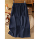 羅蒙（ROMON）藏青色天絲亞麻半身裙女夏薄款2025新款中長(cháng)棉麻a字裙開(kāi)叉直筒裙 藏青色 M 建議90-105