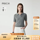 PRICH淡人氣質(zhì)polo翻領(lǐng)針織衫2025夏季新款修身顯瘦短袖上衣女 15灰色 S